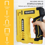 YEAHOME Electric Staple Gun, 5 in 1 Cordless Staple Gun for Upholstery with 1800 Staples & Nails, 3.7V Brad Nailer Kit with USB Charger for Wood, Carpentry, Crafts, DIY YEAHOME