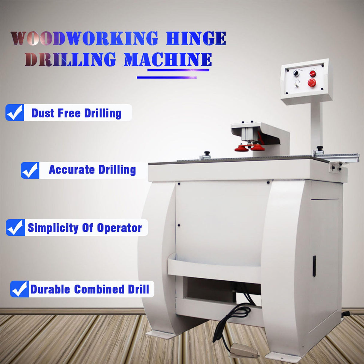 HQHAOTWU Pneumatic Dust-free Hinge Boring Insertion Machine Single Head Hinge Boring Drill Press Machine Woodworking Hinge Drilling Processing Machine Adjustable Punching Depth HQHAOTWU
