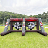 Dual Inflatable Axe Throwing Inflatable Ball Toss Target Dart Board with 24 Axes+16 Toss Ball+ 8 Soccer Balls for Interactive Sport Games, Double Darts for 2 Players WoodArtSupply