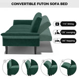 COPIAE 89” Futon Sofa Bed, Velvet Fabric Comfy Futon Couch Bed with 2 Square Pillows, Convertible Sleeper Sofa with Adjustable Backrest& Armrests, Modern Loveseat Sleeper for Living Room, Bedroom COPIAE