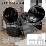 SIENWIEY Power Reclinier Sectional Sofa Set,Black Leather Reclining Sectional Modular Sofa Set with Loveseat,L Shaped Leather Couch with LED Light for Living Room/House/Apartment/Lounge(L+Loveseat) SIENWIEY