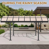 BUPPLEE Heavy Duty Metal Carport Kit 10 x 15 ft, Aluminum Carport with UV50+Resistant PC Sunlight Panels,Sturdy Metal Carports for Cars, Boats,Outdoor Storage Shed,Anti Rust Awning,Snow BUPPLEE