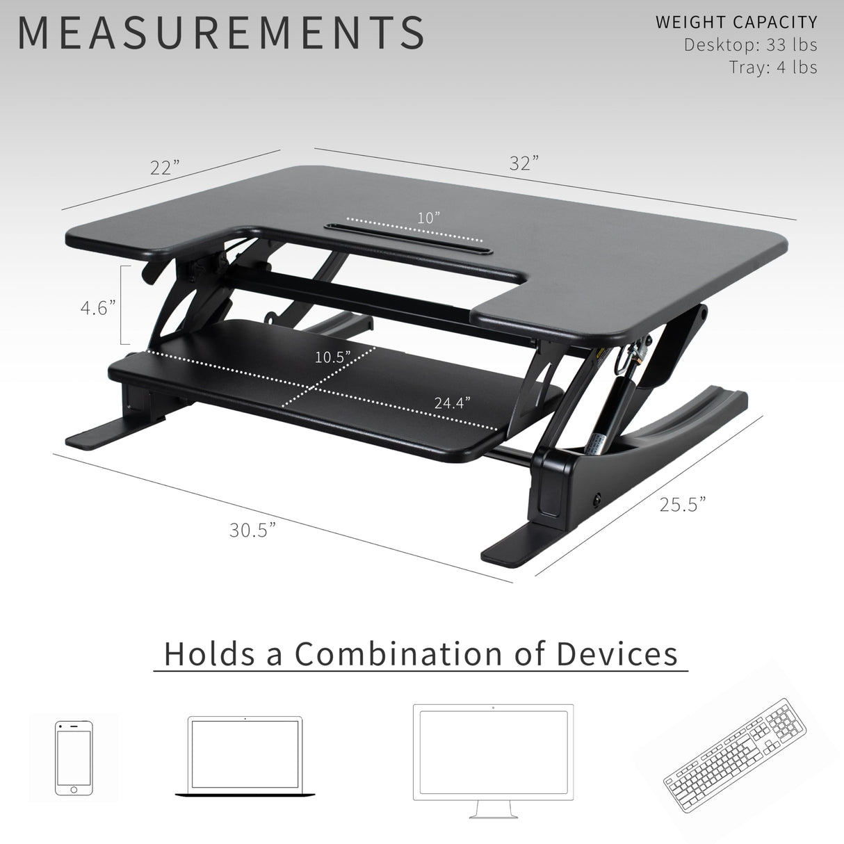 VIVO 32 inch Height Adjustable Stand Up Desk Converter, V Series, Quick Sit to Stand Tabletop Dual Monitor Riser Workstation, Black, DESK-V000VS VIVO