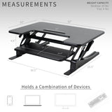 VIVO 32 inch Height Adjustable Stand Up Desk Converter, V Series, Quick Sit to Stand Tabletop Dual Monitor Riser Workstation, Black, DESK-V000VS VIVO
