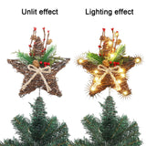 9-Inch Rattan Natural Star Christmas Tree Topper,Rustic Farmhouse Xmas Treetop for Indoor Christmas Tree Decorations Holiday Seasonal Decor Sattiyrch