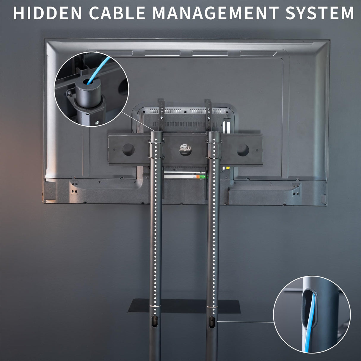 VIVO Mobile TV Cart for 32 to 83 inch Screens up to 110 lbs, LCD LED OLED 4K Smart Flat and Curved Panels, Rolling Stand with Laptop DVD Shelf, Locking Wheels, Max VESA 600x400, Black, STAND-TV03E VIVO