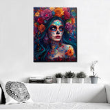 Skeleton Makeup Paint by Numbers Kits for Adult Day of The Dead Halloween Woman Painting Kits Sugar Skull Paint by Numbers Kits on Canvas Perfect for Gift Home Wall Decor Without Framed 16''W x 20''H Aihonmin