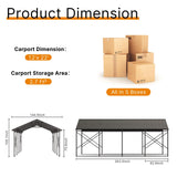 Gotland 12FT x 22FT Heavy Duty Metal Carport, Outdoor Garage Car Shelter with Reinforced Steel Frame, Galvanized Metal Roof, Weather-Resistant Canopy for Cars (Black) Gotland