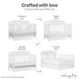 EVOLUR Dream On Me Storybrooke 5 in 1 Convertible Crib in White, JPMA & Greenguard Gold Certified,Built of Sustainable Pinewood, 3 Mattress Height Settings, Non-Toxic Water-Based Paint Finish Dream On Me