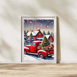 Winter Red Truck Diamond Art Kits for Adults,Merry Christmas Diamond Painting Kits for Beginners,DIY 5D Round Full Drill Diamond Dots Paintings Picture Arts Craft for Home Decor 12 x 16inch ZHUDENGXJL