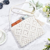 WEBEEDY Macrame Bag DIY Kit Bohemian Shoulder Bag Macrame Purse Set with Instruction for Adults Beginners, Includes Macrame Cord,Crochet Bags for Women Holiday Beach Christmas Decor Gift,10.4x8inch WEBEEDY