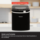 Magic Chef Portable Countertop Ice Maker, Small Ice Maker for Kitchen or Home Bar, Tabletop Ice Maker for Parties, 27-Pound Capacity, Black Magic Chef