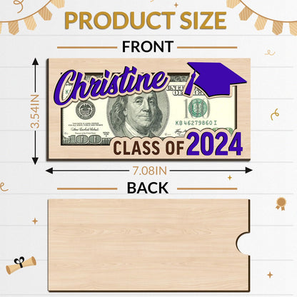 Bliver Personalized Graduation Money Holder Custom Wooden Graduation Card Box Cash Holder Envelope Class of 2024 Senior Money Gift for Graduates - WoodArtSupply