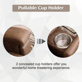 CANMOV Leather Recliner Chair Set of 2, Classic and Traditional Manual Recliner Chair with Overstuffed Arms and Back, Manual Single Sofa with Concealed Cup Holders,Nut Brown CANMOV