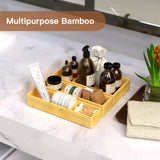 Bamboo Drawer Organizer 12.5'' X 12.5'' X 2'', Adjustable 3 Individual Junk Drawer organizer for Bathroom and Kitchen, Wood Drawer Organier Boxes for Jewellery, Make up and Tea Bag DUJEN