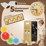 JUZBOT Toddler Tower 4 in 1 Toddler Kitchen Stool Helper Adjustable Standing Tower for Kitchen Counter with Safety Board, Slide, Chalkboard, Montessori Activities JUZBOT