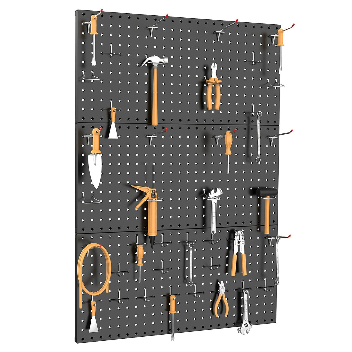 TORACK 3 PCS Metal Pegboard Panels for Wall Garage Utility Tools Storage Pegboard for Workbench, Shop, Modular Peg Board Tool Organizer Boards(Pack of 3, Black) TORACK