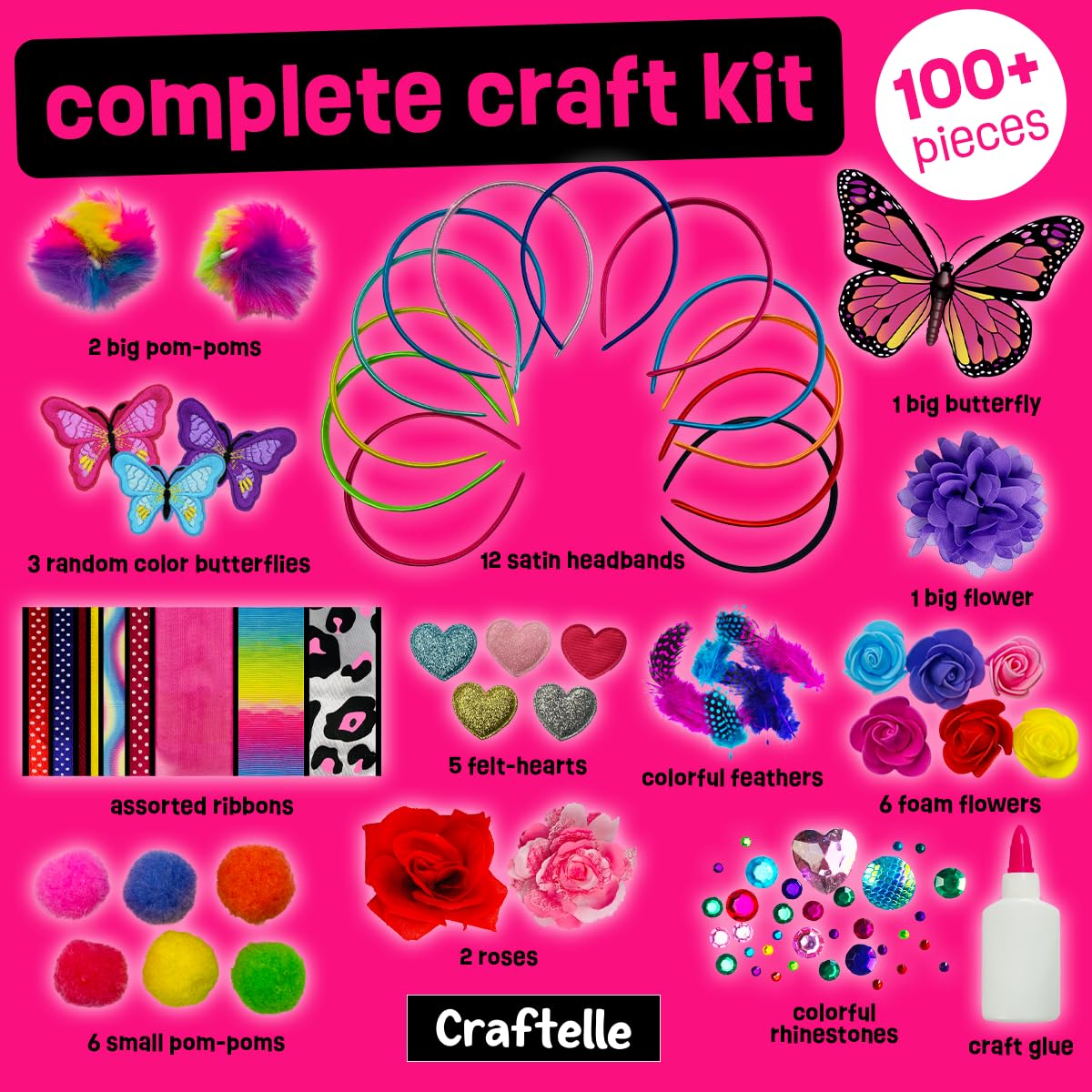 Headband Making Kit for Girls - Make Your Own Fashion Headbands for Kids - DIY Hair Accessories for Girls 4-6 - Arts & Crafts Best Birthday Gifts Ideas - Art Gift for 4 5 6 7+ Year Old Girl THE SCHOLAR ANT