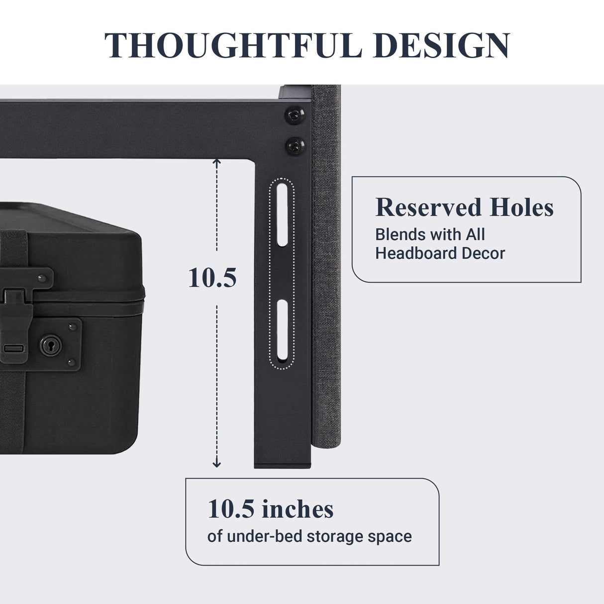 Allewie Queen Size Platform Bed Frame with 3 Drawers - Modern Grey Upholstered Design, No Box Spring Required Allewie