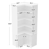 IRONCK Corner Bookshelf with Doors, 6 Tier Bookcase with Storage, Corner Shelf with Cabinet, Large Tall Bookshelf for Living Room, Home Office, Bedroom IRONCK