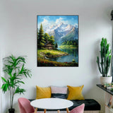 Mountain Paint By Numbers Kit For Adults Landscape Adult Paint By Number Kits Canvas Painting Kit For Beginner Adults' Paint-By-Number Kits Oil Painting Kits For Gift Home Wall Decor 16x20 Inch ldazao