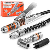 THINKWORK Grease Gun Coupler Set, Strong Lock on Greases Gun Couplers with 90° Grease Coupler Adaptor,12000 PSI Quick Release Grease Coupler Compatible with All Grease Guns 1/8" NPT Grease Gun Fitting THINKWORK