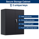 Aobabo Lockable Metal Storage Cabinet with Adjustable Shelves,Office File Cabinet for Secure Storage with 2 Doors,Black,Assembly Required Aobabo