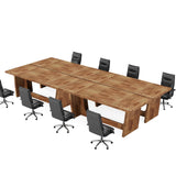 Tribesigns 12FT Conference Table, 70.87" W x 31.5" D Rectangular Seminar Table Set for Meeting Room, Solid Executive Business Furniture Boardroom Desk for Office, Light Brown Tribesigns