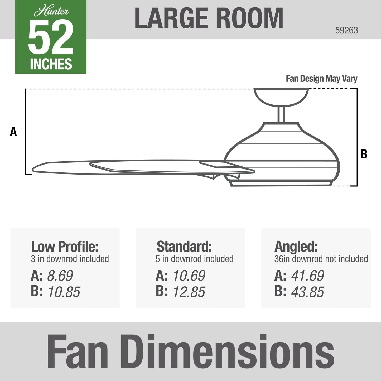 Hunter Fan Company 59263 Cassius 52 Inch 3 Blade 3 Speed Wooden Indoor/Outdoor Ceiling Fan with Pull Chain Control, Light Stripe, 52", Fresh White Finish - WoodArtSupply