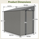 YOPTO 4x8 FT Outdoor Storage Shed,Lean to Lockable Metal Garden Shed Steel with Reinforced Beams,All Weather Waterproof Storage House W/Lockable Door&2 Air Vents,for Backyard,Patio,Lawn,Garden,Gray YOPTO