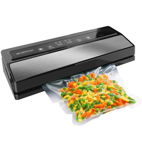 GERYON Vacuum Sealer, Vacuum Sealer Machine for Food Storage with Sealer Bags & Roll, Automatic Food Sealer for Sous Vide, Compact Design, LED Lights, Easy to Clean, Dry & Moist Modes (Silver) GERYON