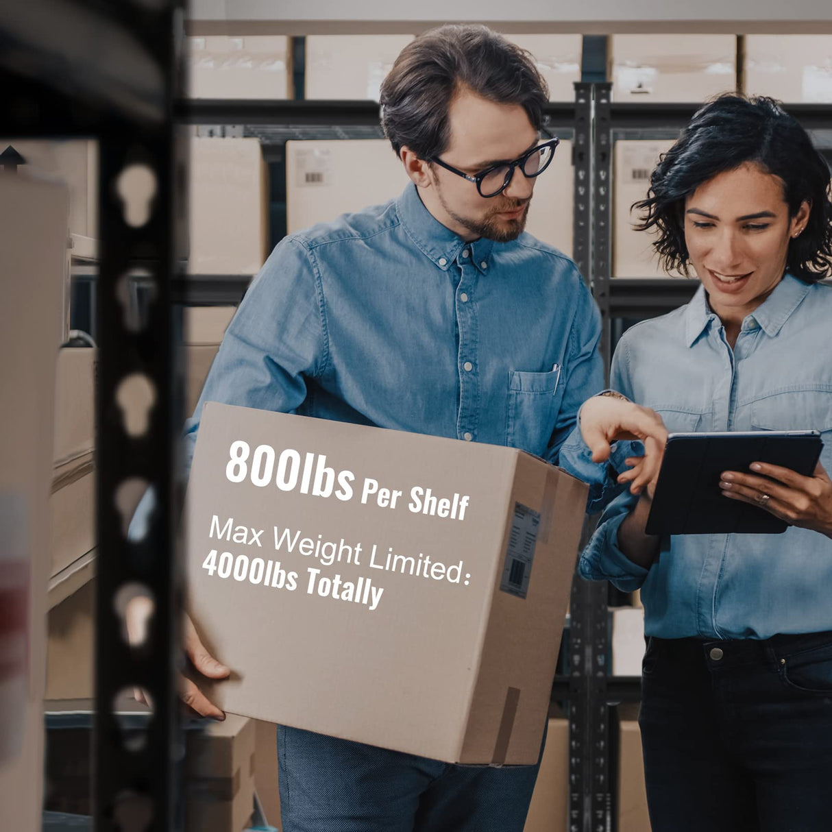 WORKPRO 5-Tier Metal Shelving Unit, 48”W x 24”D x 72”H, Heavy Duty Adjustable Storage Rack, 4000 lbs Load Capacity (Total), for Garage, Basement, Warehouse, 2 Pack WORKPRO