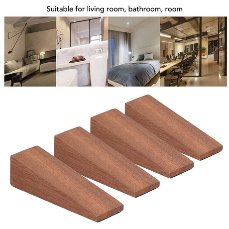 4Pcs Door Stops, Wooden Door Stoppers Non Slip Door Wedges with Rubber Tip for Bottom of Door Bedroom Living Room Bathroom GLOGLOW