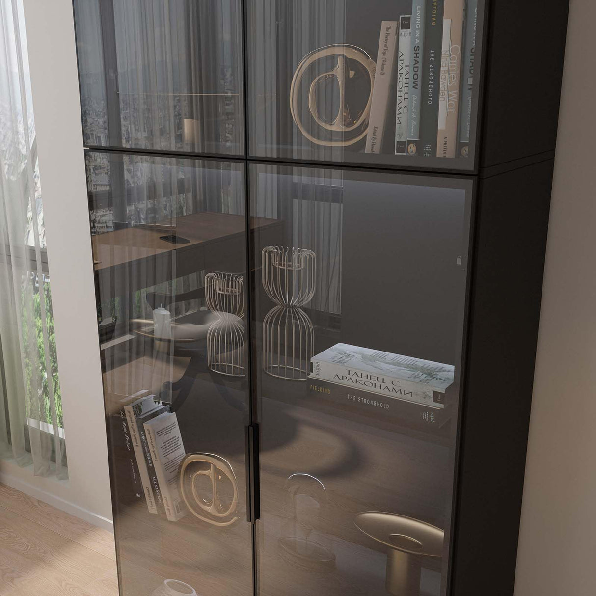 Jiaoun Display Cabinet with Glass Doors and LED Light, Black Curio Cabinets, Bookcase with 5-Tier Shelves, Trophy Glass Display Case for Collectibles (31.5 "W x 16.5 "D x 78.7 "H) Jiaoun