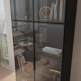 Jiaoun Display Cabinet with Glass Doors and LED Light, Black Curio Cabinets, Bookcase with 5-Tier Shelves, Trophy Glass Display Case for Collectibles (31.5 "W x 16.5 "D x 78.7 "H) Jiaoun