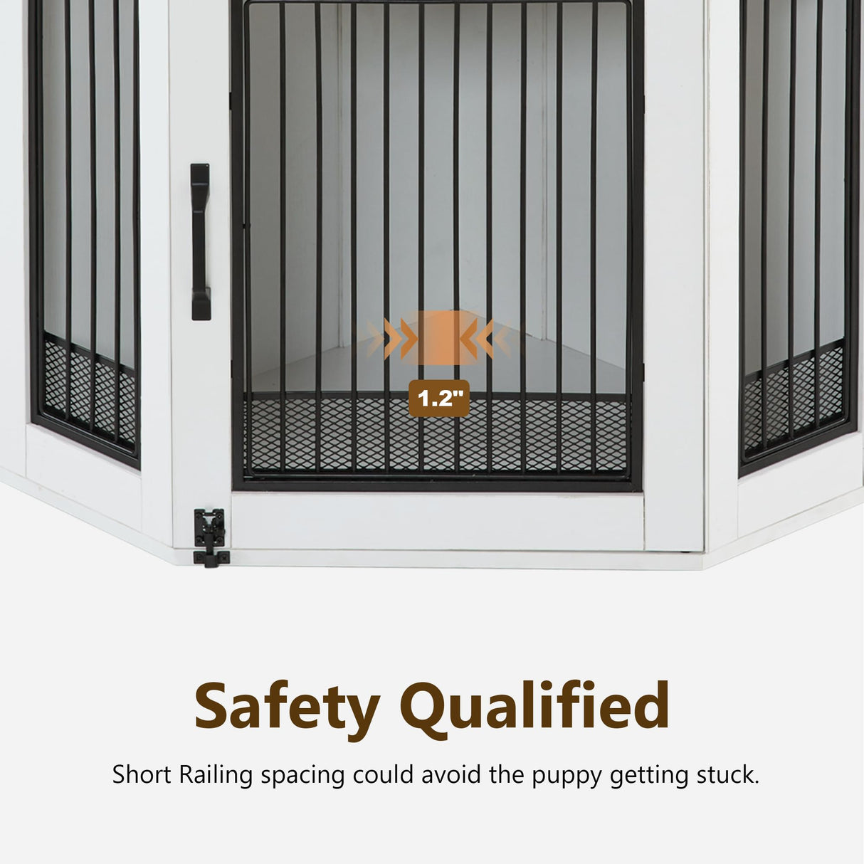 MCombo Small Corner Dog Crate Furniture with Glass Shelves, Wooden Dog Kennel Furniture with Door, Pet Crate Indoor Use, CN17 (White and Brown) MCombo