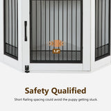 MCombo Small Corner Dog Crate Furniture with Glass Shelves, Wooden Dog Kennel Furniture with Door, Pet Crate Indoor Use, CN17 (White and Brown) MCombo