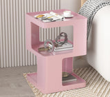 BAOGELIYA Metal Small Nightstands, Modern Side Table with 3 Tiers Storage, Pink End Table for Couch, Living Room Bedroom, Bedside Tables No Assembly Required BAOGELIYA