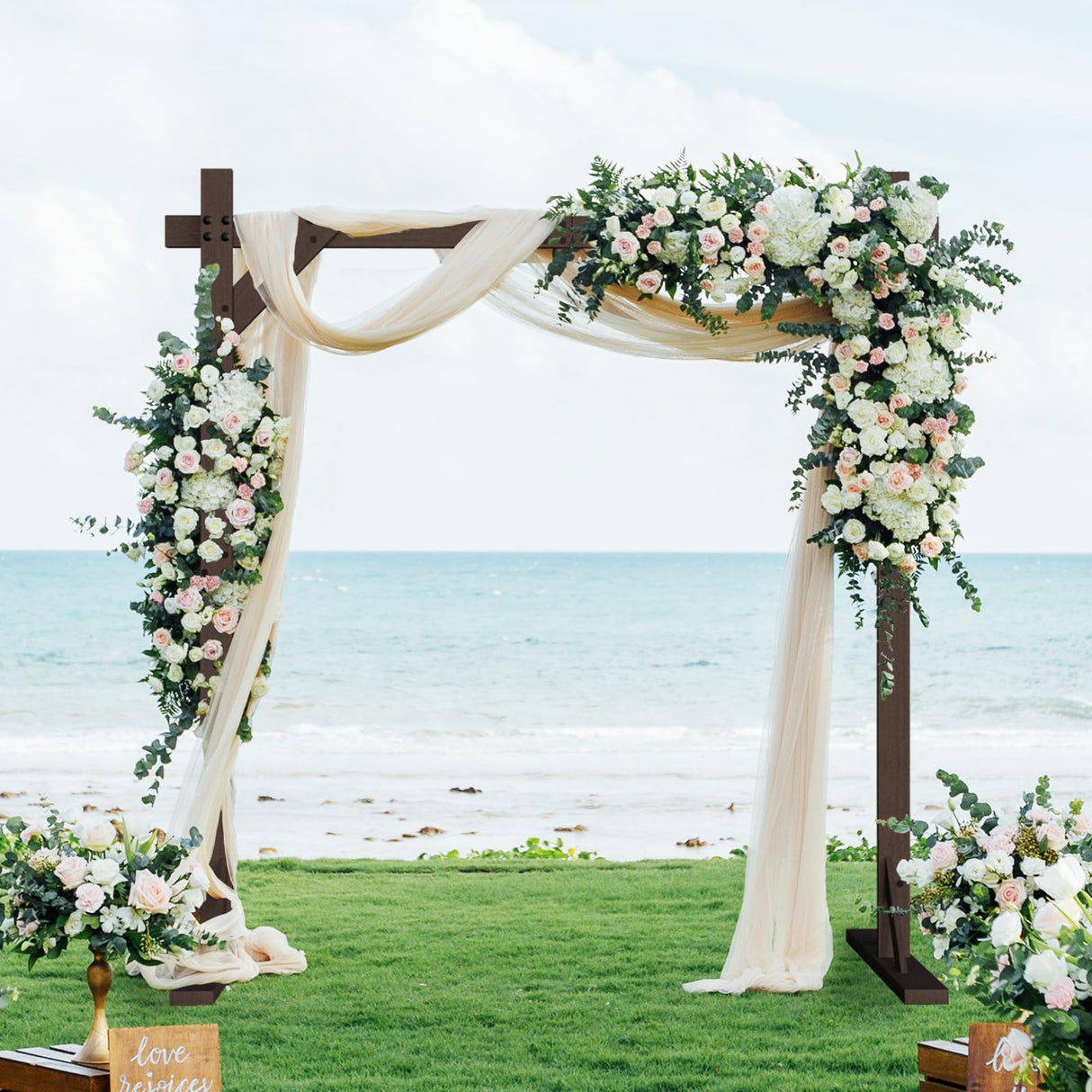 Chamvis 7.48FT Wooden Wedding Arch, Wooden Arch Backdrop Stand Square Arch Wedding Arbor Wedding Arches for Ceremony Wood Arch Frame for Outdoor Lawn Forest Wedding Decorations chamvis