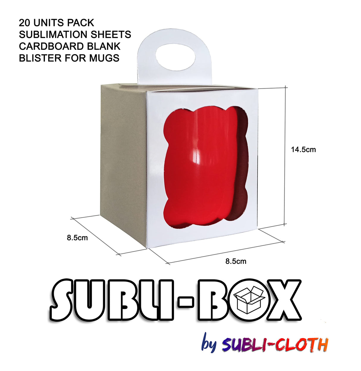 Subli-Box Cardboard Sublimation Blister for Mugs Pack 20 Units by Subli-Cloth Subli-Cloth