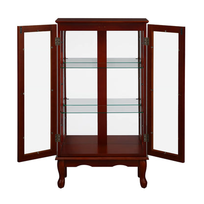 Ochangqi Curio Cabinet Lighted Curio Diapaly Cabinet Wooden Shelving Unit with Adjustable Shelves and Mirrored Back Panel, Tempered Glass Doors - WoodArtSupply