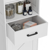 Homhedy 67" H Tall Bathroom Storage Cabinet with 2 Barn Doors and 1 Drawer, Narrow Storage Unit, Adjustable Shelves, Floor Cabinet for Bathroom, Living Room, Entryway, Kitchen, White, (15.7" W) Homhedy