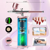 Airbrush Kit with Compressor - 48PSI High-Pressure, Non-Clogging Air Brush Set Cordless Rechargeable with 0.3mm Nozzle, Ideal for Painting, Modeling, Cake Decor, Pastry, Makeup, Nail Art (Pink) Istarziberlla