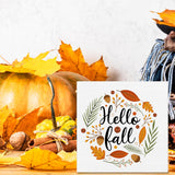 Fall Decor Autumn Leaves Wood Sign Hello Fall Decorations Farmhouse Home Table Desk Decor (5 x 5 Inches) Zauly