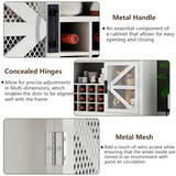 Gyfimoie Farmhouse Wine Bar Cabinet with LED Lights, Kitchen Coffee Bar Cabinet with Acrylic Mirror, Wine & Glass Rack, Storage Shelves and 3 Drawers (2-Tier Hutch) Gyfimoie