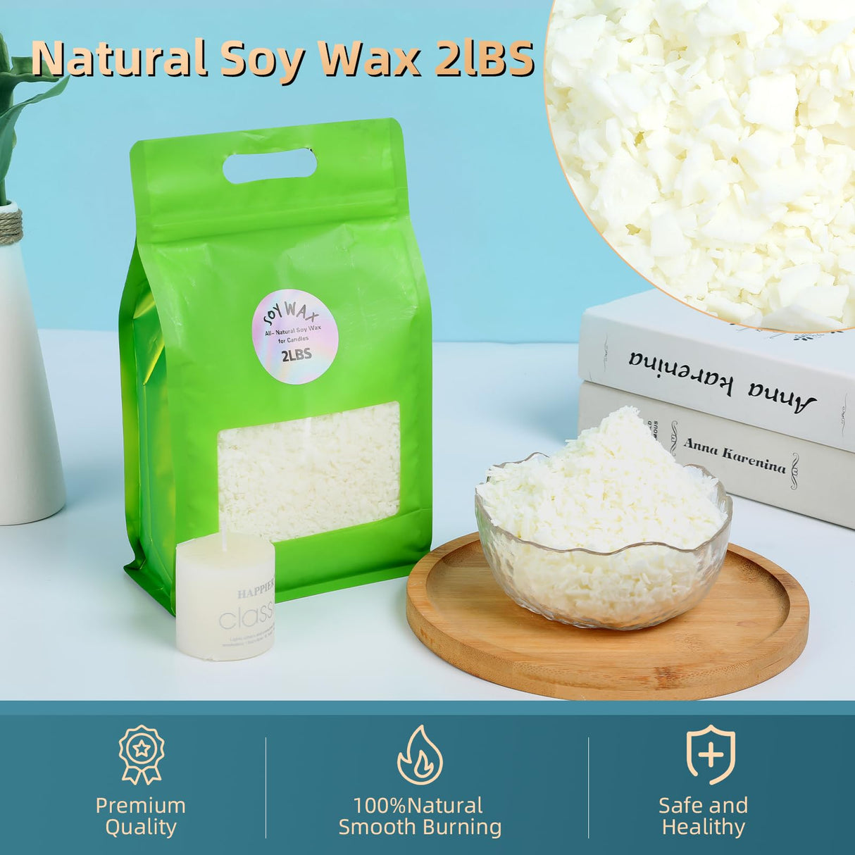 Hehinton Complete Candle Making Kits, Professional Double Boiler Wax Melting Pot, Wax Melter for Beginners, DIY Kits with Hot Plate, 2Lbs Soywax, Thermometer, Dye, 8 Candle Jars Hehinton