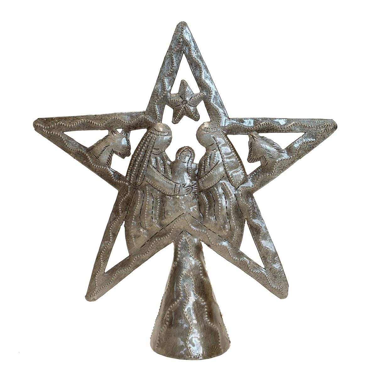 Vineworks Christmas Tree Topper (Star Tree Topper) for Christmas Decorations - Nativity | Haitian Steel Metal Drum Art