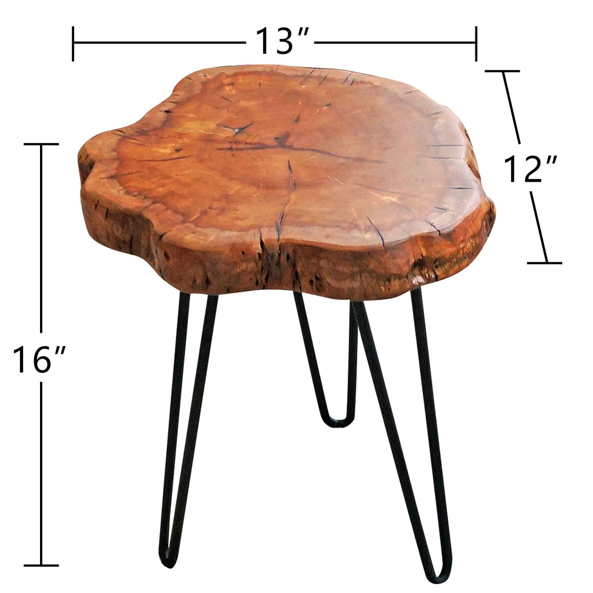 WELLAND Unique Shape Natural Wood Stump Rustic Surface End Table WELLAND