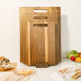 YSTKC Acacia Wood Cutting Boards Set of 3 PCS for Kitchen, Large Wooden Cutting Board Set with Handle, Thick Chopping Board, Butcher Block Wooden Trays for Meat, Fruit Vegetable and Cheese YSTKC