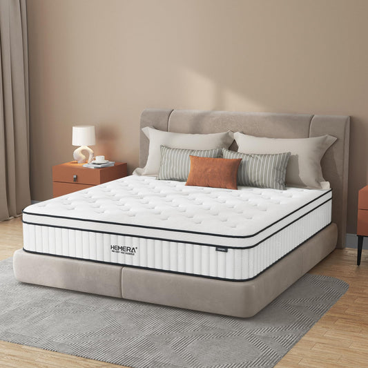 HEMERA Queen Mattress, 12 Inch Hybrid Mattress in a Box, Memory Foam and Innerspring Bed Mattress, Queen Size Mattress CertiPUR-US Certified, Pressure Relief & Supportive, Medium Firm, 80"*60"